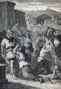 The Intervention of the Sabine Women. Engraving 1884 by Unknown artist