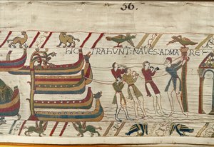 The Normans pull their ships to the sea, Bayeux Tapestry by Unknown artist
