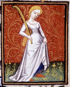 The Virgin. Miniature of a horoscope. 15th century manuscript