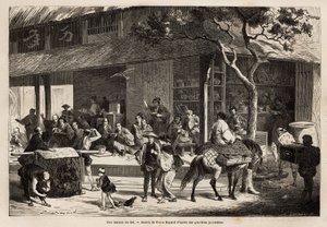 The Animation of a House and the Activities of the Street, Engraving to Illustrate the Voyage to Japan by Aime Humbert by Unknown artist
