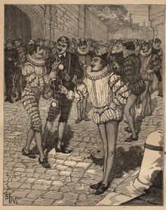 The Art of Turn: The Ball. King Henry III and His Cuties Playing Bilboquet in the Street. Engraving from 1885 in 