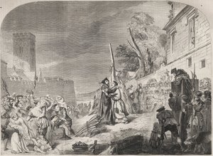 The Burning of Bishops Nicholas Ridley and Hugh Latimer at the Stake near the Gates of Balliol College, Oxford, England