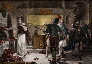 The catacombs of Rome were used to bury Christian martyrs in the first century without encountering any obstacles from the Romans. Around 257, under the reign of Emperor Valerian, persecution against the dead began and many Christians were pursued and hunt by Unknown artist