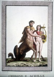 The Centaur Chiron and Achilles - in Dizionario Mitologico by Unknown artist