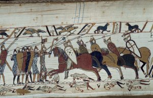 The Conquest of England by William the Conqueror in 1066: Scene of the Battle of Hastings (Detail of the Bayeux Tapestry) by Unknown artist
