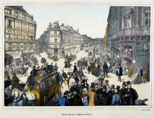 The crowd on the boulevard des Italians (engraving) by Unknown artist