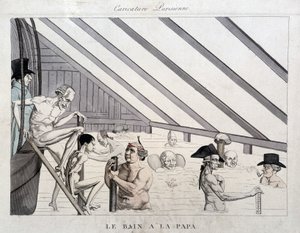 The daddy bath: caricature on the swimming pools in Paris by Unknown artist
