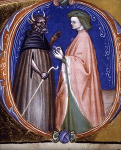 The encounter with the Demon. 14th century manuscript. Biblioteca comunale di Rimini by Unknown artist