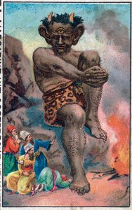 The giant. The wonderful adventures of Sinbad the sailor. Popular tale of 1001 nights. Chromolithography of the late 19th century. by Unknown artist