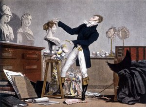 The hairdresser - lithography, early 19th century by Unknown artist