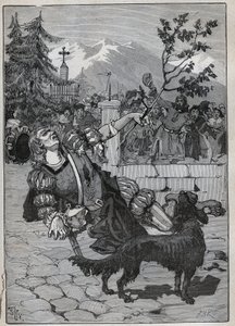 The lime tree of Fribourg: a soldier of the Helvetic Confederation came to Fribourg to announce the victory of Switzerland against Charles the Bold in the Battle of Morat on 22 June 1476 with a branch of linden from the battlefield. The soldier died a by Unknown artist
