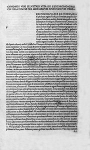 The lives of illustrious men. Page of the book of Plutarch di Cheronee, also called 