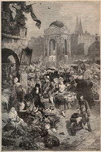 The market and the fountain of the Innocents, Paris in the 18th century - engraving of the 19th century