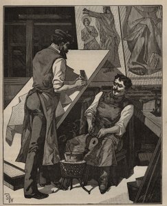 The mosaic: mosaic workshop. Engraving from 1885 in 
