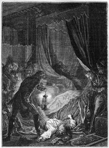 The murder of Tsar Paul I of Russia, March 1801 - Illustration 1882-1884 - The assassination of Paul I Petrovich (1754-1801), Russian tsar, in his room at Saint Michael
