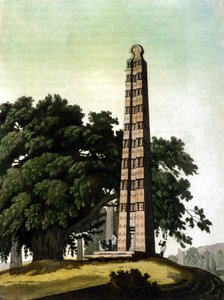 The obelisk of Axum brought to Rome by the Italians in 1937. Il Costume antico e moderno, Jules Ferrario, Milan 1820