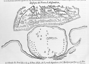 The port of Alexandria. 17th century drawing