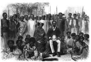The queen of the Sakalaves, Anarina and her husband of howa origin, came under the protection of France during the expedition from Madagascar. Engraving in 