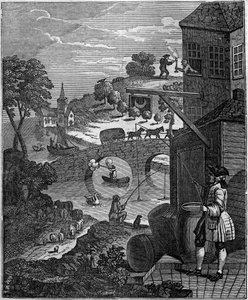 The ridiculous perspective. Satirical illustration by William Hogarth mocking the art of perspective by Unknown artist