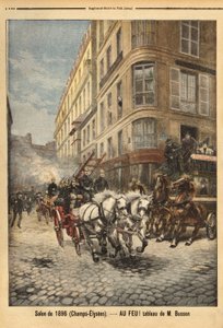 The Steam Pump and Vehicles of the Firefighters in Paris by Unknown artist
