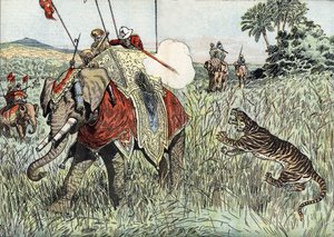 The voyage of the Prince of Wales to the British Indies, represented during a tiger hunt by Unknown Artist