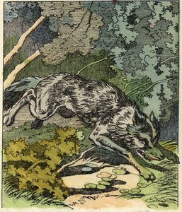 The wolf runs to Grandma