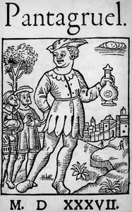 Title Page of the 1537 Edition of Pantagruel, by Francois Rabelais - The Giant Pantagruel and Two of His Apostles, from 