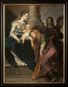Triptych, Painting, Signed L. Segers (?), Escutcheon with Text Omnia Enpitras (1627) by Unknown artist