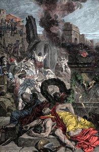 Trojan Horse - Trojan War: the wooden horse enters the fortified city by Unknown artist