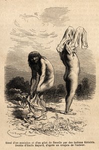 Two Siriniris Indians try to coat up pants and vest