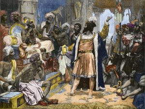 Vasco da Gama Delivers the Letter of King Manuel of Portugal to the Samorim of Calicut - After Painting by Unknown artist