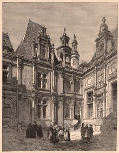 View from the Interior of the Courtyard of the Hotel Escoville in Caen, France