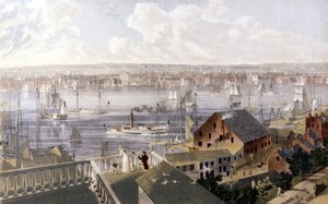 View of New York Harbour. Lithography Around the Middle of the 19th Century by Unknown artist