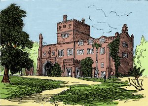 View of Tavistock Abbey, residence of Francis Drake (1540-1596), privateer and British explorer. Illustration of the 19th century by Unknown artist