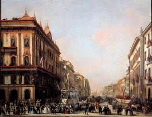 View of Venezia Street with Carnival Float, Milan by Unknown artist