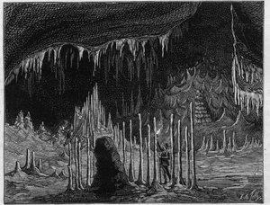 View of the Hall of the Church in the cave of Dargilan (engraving)