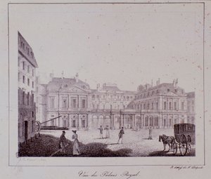 View of the Royal Palace in Paris. Engraving from 1820 by Unknown artist
