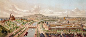 View of the Universal Exhibition in Paris in 1878. Engraving of the 19th century Paris, B.N.