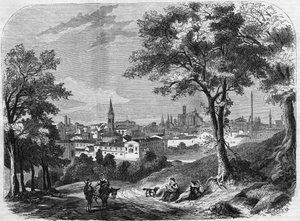 View of the City of Bologna in Italy in 1860