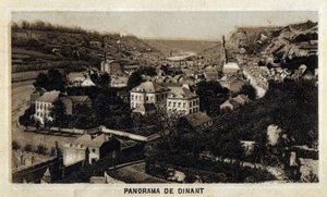 View of the city of Dinant, Wallonia, Belgium. Chromolithography of the end of the 19th century. by Unknown artist