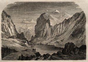View of the country of Davos in Switzerland in the 19th century - engraving in 