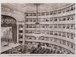 View of the first performance of the opera The Duke of Alba, at the Teatro Apollo, Rome by Unknown artist