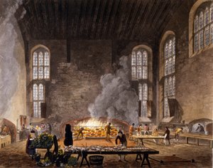 View of the kitchens of Christ Church, Oxford University. 1850.