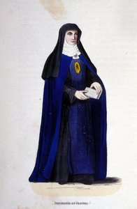 Visitandine religious in Flanders. Order of Visitation founded by Saint Francis of Sales and Saint Joan of Chantal in 1610. Engraving of the 19th century.