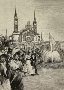 Visitors in Front of Sport Building at United Exhibitions, Milan, Italy by Unknown Artist
