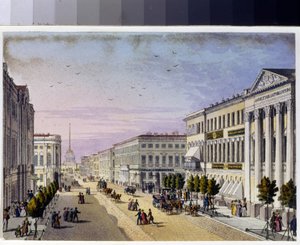 View of the Nevsky Prospect and the Police Bridge in Saint Petersburg by Unknown artist