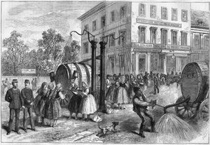 Watering system in the streets of Vienna, Austria in 1873