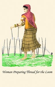 Woman Preparing Thread for Loom