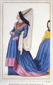 Portrait of Margaret of Scotland, Dauphine of France - Daughter of James I, King of Scotland and wife of Louis XI. 1418-1445. Engraving of 1830. by Unknown artist