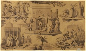 Drawing, Cartoon for Printed Cotton Textile: The French in Egypt, ca. 1815 by Unknown artistUnknown artist